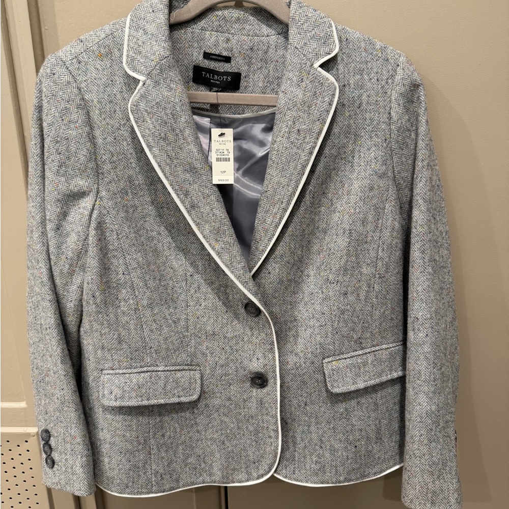 Talbots Gray Blazer with White Trim
